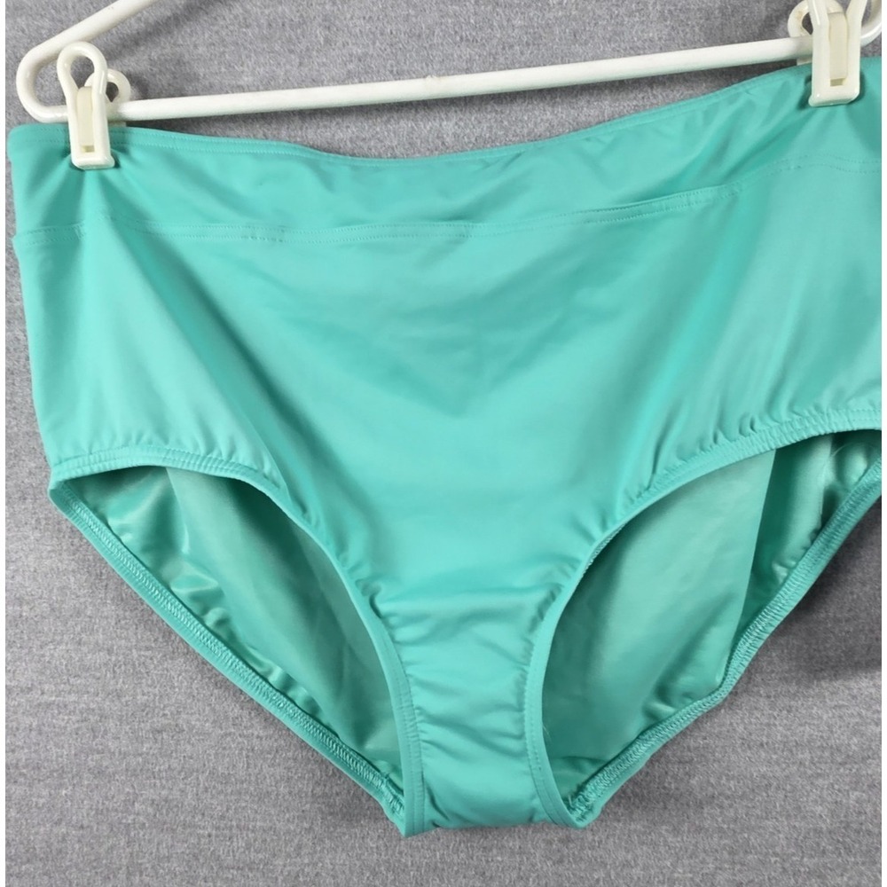 Lands‎ End Swim 18 High Waisted Tummy Control Xtra Life Bikini Bottoms Aqua NEW